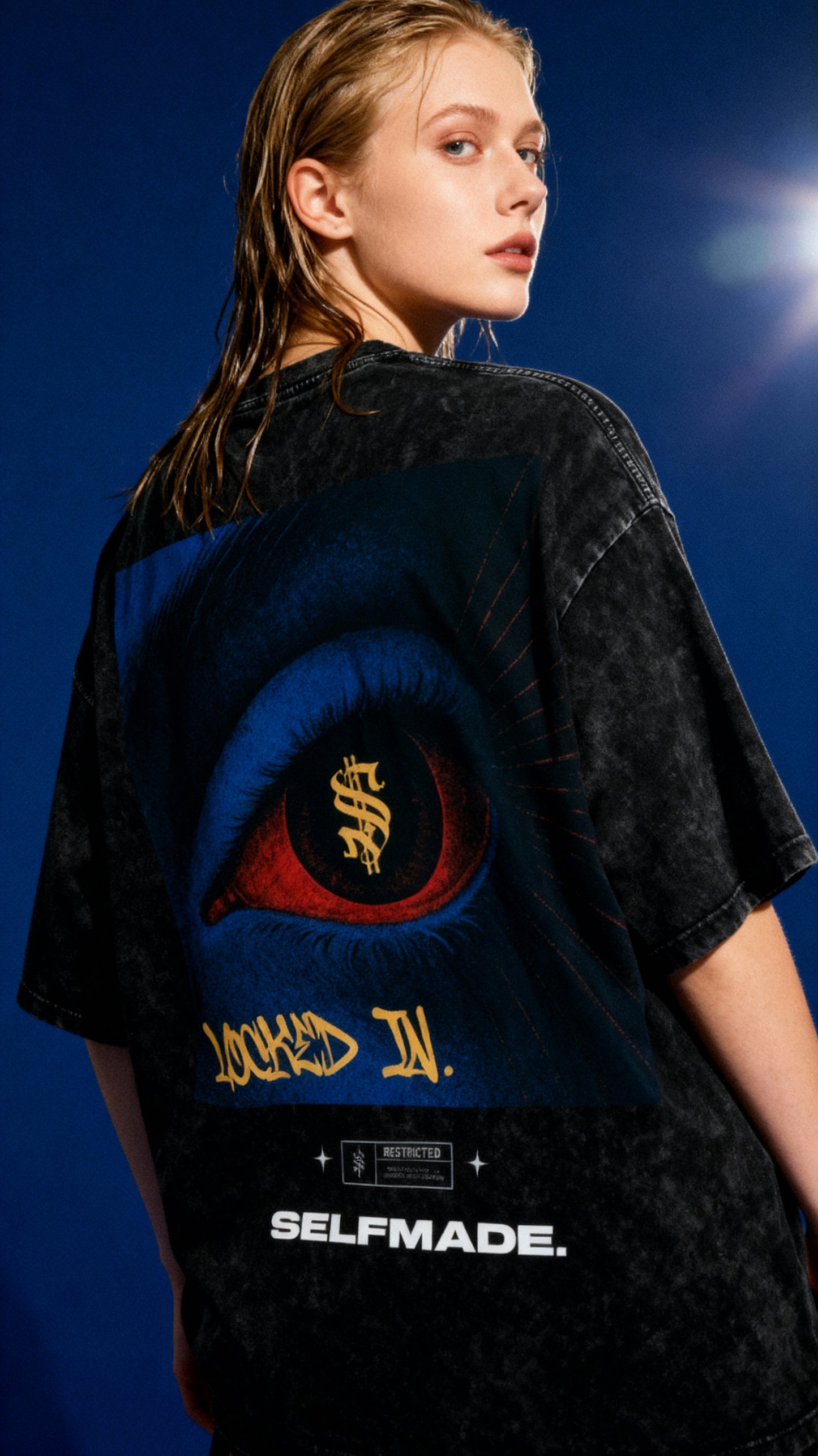 Self Made NYC Locked In T-Shirt – Acid Washed Oversized Fit